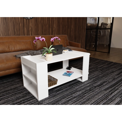 Stolik kawowy ST16 BIA Biały ława z półką loft